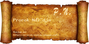Prorok Nádja névjegykártya